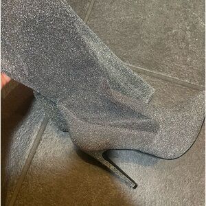 Silver and black over the knee boots! Like new!